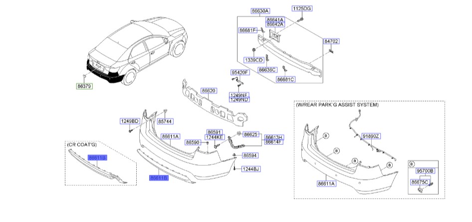 فلاپ زیر سپر عقب سراتو 2010 | اسپویلر و لیپ سپر عقب | 866951M010 | Hyundai/KIA Genuine Parts – MOBIS