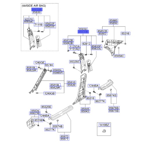 قاب ستون وسط بالا راست سراتو ۲۰۰۸ | Hyundai/KIA Genuine Parts | سراتو LD 858402F400NM