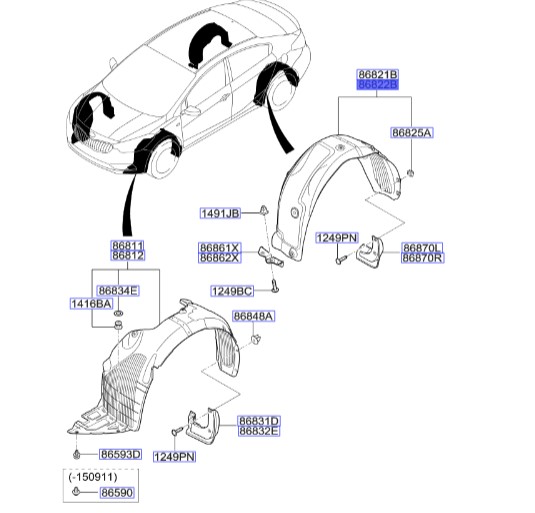 شل گیر چرخ عقب راست سراتو 2016 | Hyundai/KIA Genuine Parts | سراتو مدل 2014 تا 2018 86822A7200