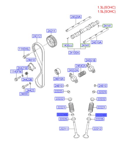 لاستیک سوپاپ هیوندای ورنا  Hyundai/KIA Genuine Parts – MOBIS 2222422000