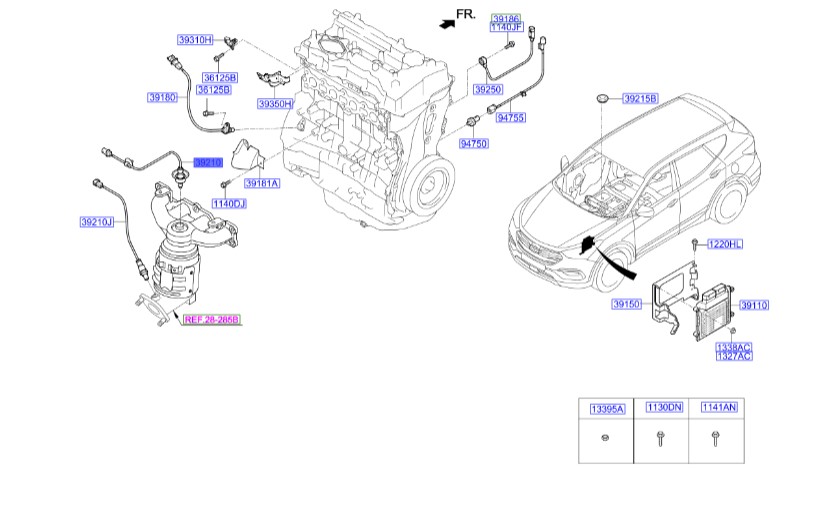 سنسور اکسیژن جلو سانتافه | Hyundai/KIA Genuine Parts | اپتیما JF مدل 2016 – 2017 جی تی لاین – سانتافه DM مدل 2014 تا 2018