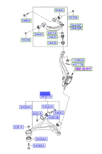 طبق جلو چپ آزرا   Hyundai/KIA Genuine Parts – MOBIS  545003L100 