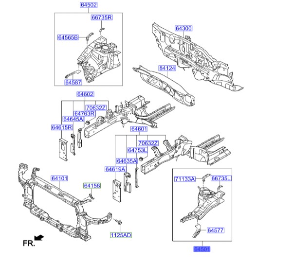 دوبل داخلی گلگیر جلو چپ سراتو 2014 | Hyundai/KIA Genuine Parts | سراتو YD مدل 2014 تا 2018        64510A7000