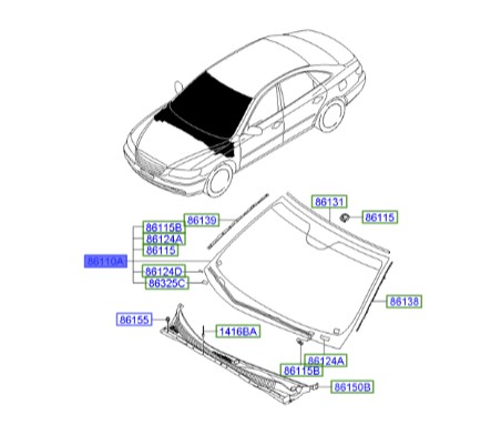 شیشه جلو آزرا  Hyundai/KIA Genuine Parts – MOBIS  861103L000 