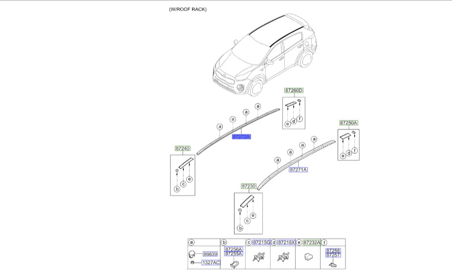 میله طولی باربند راست اسپورتیج 2017 | Hyundai/KIA Genuine Parts | اسپورتیج QL مدل 2016 تا 2021