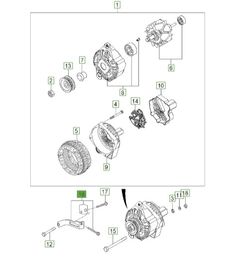 پایه دینام | Hyundai/KIA Genuine Parts – MOBIS | سراتو LD مدل 2007 تا 2009  3746023501