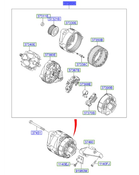 دینام سانتافه  Hyundai/KIA Genuine Parts – MOBIS  373003E161 