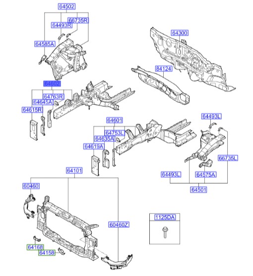 سر شاسی راست النترا  Hyundai/KIA Genuine Parts – MOBIS   646063X000