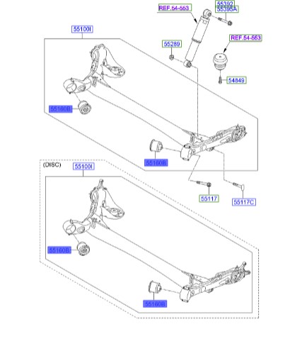 بوش اکسل عقب اکسنت  Hyundai/KIA Genuine Parts – MOBIS   551601R000 