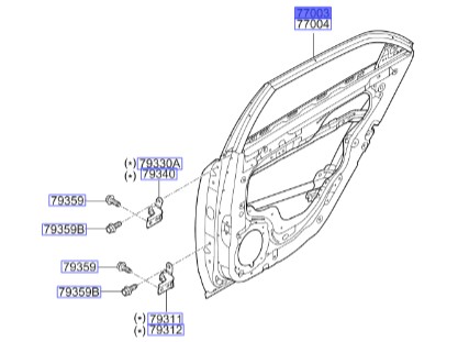 درب عقب کامل چپ (منطبق با سراتو سایپا) | Hyundai/KIA Genuine Parts – MOBIS | سراتو TD مدل 2010 سایپایی و وارداتی   770031M010
