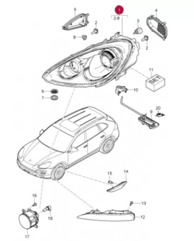 چراغ زنون جلو سمت راست پورشه کاین  (اورجینال) 