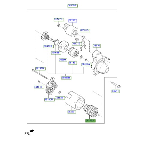 آرمیچر استارت توسان 2016 | آرمیچر موتور استارت | روتور استارت | Hyundai/KIA Genuine Parts – MOBIS | Hyundai Tucson TL 3615023171