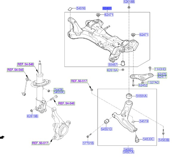 رام زیر موتور سراتو 2014 | Hyundai/KIA Genuine Parts | سراتو YD مدل 2014 تا 2018  62405A7000