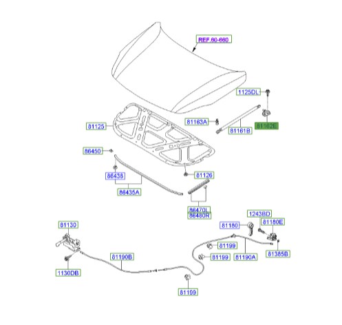 پایه جک کاپوت  Hyundai/KIA Genuine Parts – MOBIS  IX55  811623J000