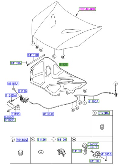 نمد کاپوت جنسیس کوپه  Hyundai/KIA Genuine Parts – MOBIS  811252M500 
