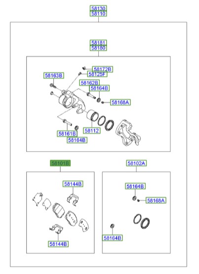 لنت ترمز جلو آزرا  Hyundai/KIA Genuine Parts – MOBIS   581013LA10 