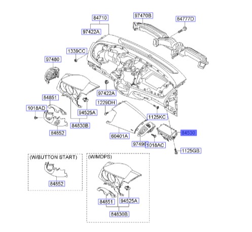 ایربگ زیر داشبورد سراتو | Hyundai/KIA Genuine Parts – Mobis | سراتو TD مدل 2010 سایپایی و وارداتی – سراتو کوپه TD مدل 2010 تا 2013  845301M000