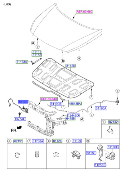قفل کاپوت سوناتا_Hyundai/KIA Genuine Parts – MOBIS   LF  81130C1500