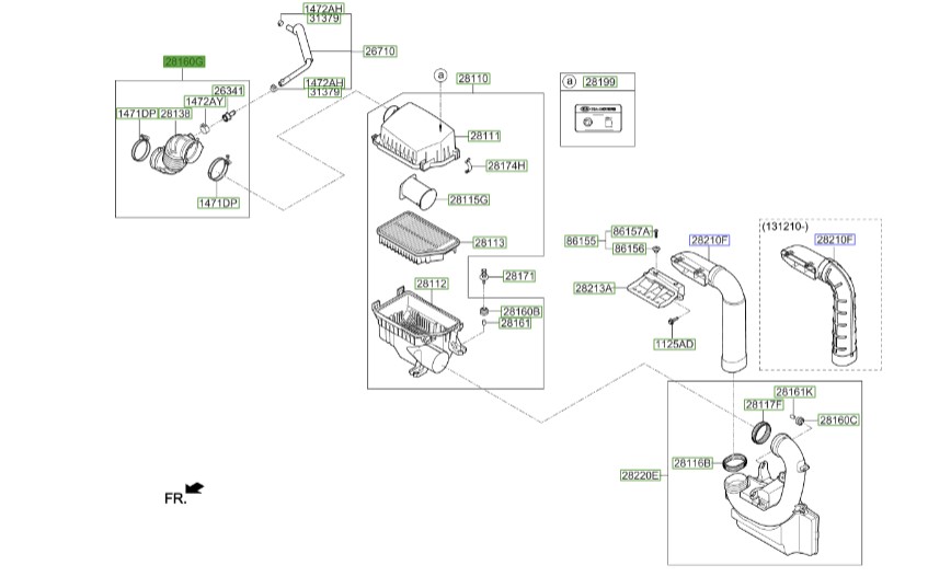 لوله خرطومی هواکش سراتو 2014 | Hyundai/KIA Genuine Parts | سراتو YD – النترا  281403X300