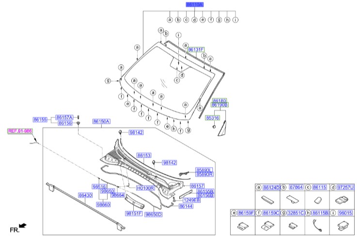 شیشه جلو توسان  Hyundai/KIA Genuine Parts – MOBIS    86110D7300 