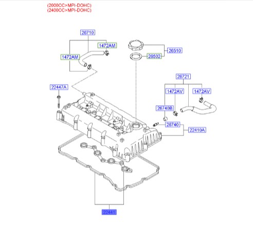 واشر درب سوپاپ هیوندای سوناتا  Hyundai/KIA Genuine Parts – MOBIS   2244125001