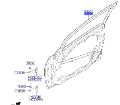 در جلو راست | Hyundai/KIA Genuine Parts – Mobis | سراتو YD مدل 2014 تا 2018  76004A7001