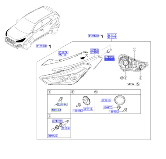 براکت - پایه نگهدارنده چراغ جلو (سمت راست) توسان 2015Hyundai/KIA Genuine Parts – MOBIS 92142d3000