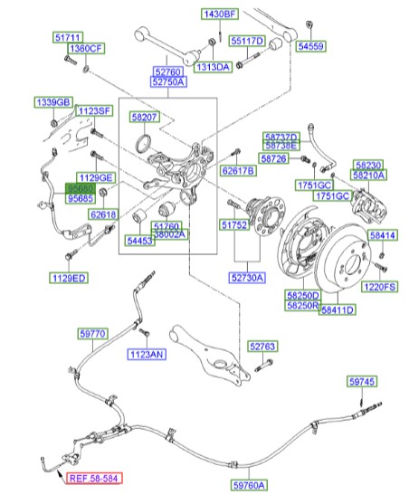 سنسور چرخ جلو چپ  Hyundai/KIA Genuine Parts – MOBIS   I30  599102H300