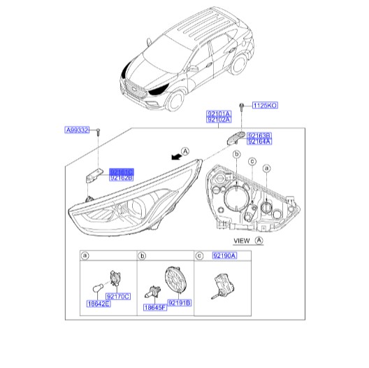 براکت چراغ جلو سمت چپ هیوندای توسان  921312s500 Hyundai/KIA Genuine Parts – MOBIS  IX35  