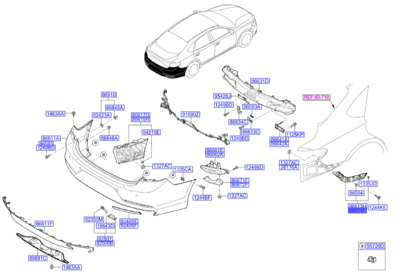 دیاق سپر عقب راست آزرا  Hyundai/KIA Genuine Parts – MOBIS     86614G8000