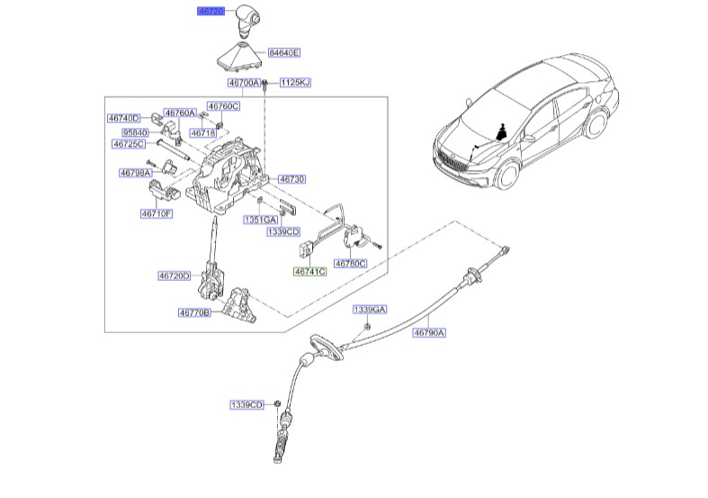 سر دنده سراتو 2017 | Hyundai/KIA Genuine Parts | سراتو مدل 2014 تا 2018  46720A2110D6B