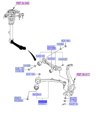 طبق جلو پائین چپ سنتنیال  Hyundai/KIA Genuine Parts – MOBIS  545053T000