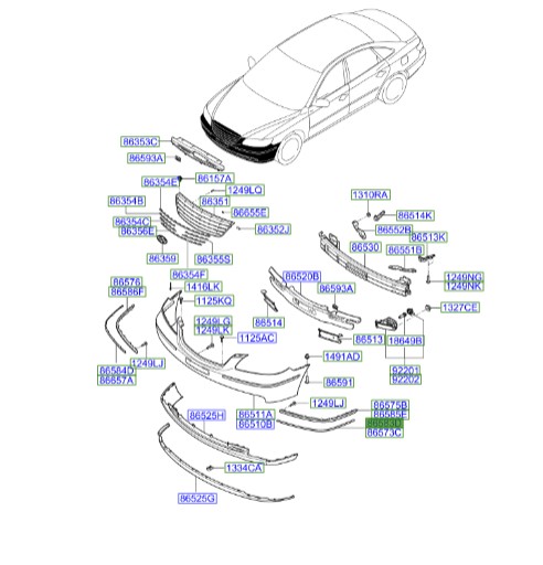زه سپر جلو چپ استیل آزرا  Hyundai/KIA Genuine Parts – MOBIS  865833L200