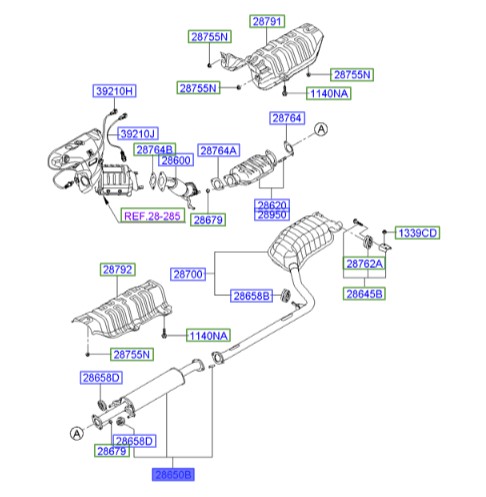 منبع وسط اگزوز سوناتا  Hyundai/KIA Genuine Parts – MOBIS  286503K170