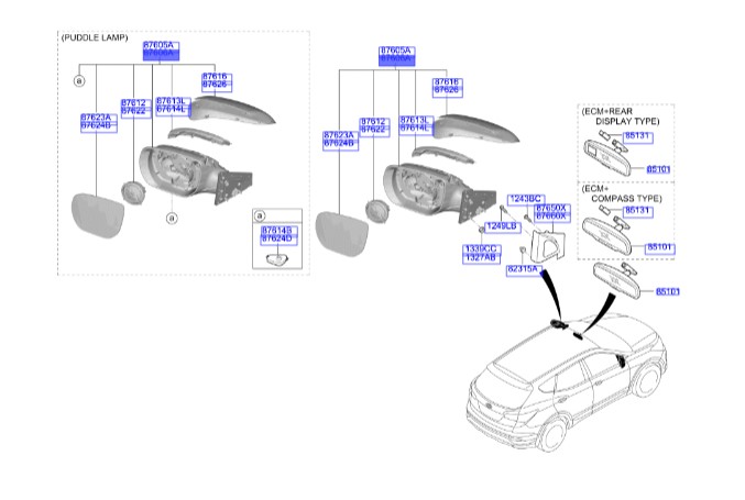آینه راست هیوندای سانتافه Hyundai/KIA Genuine Parts – MOBIS   876202W032