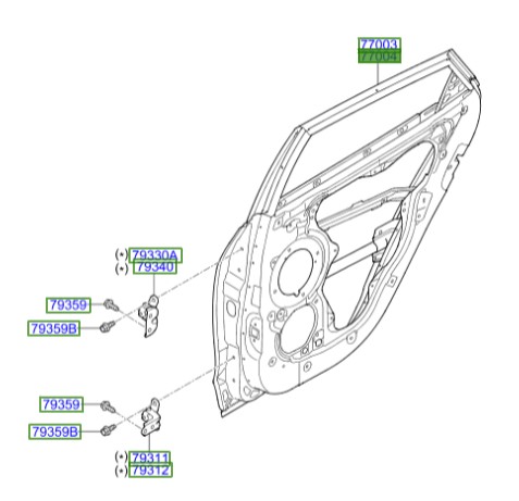 درب عقب راست Hyundai/KIA Genuine Parts – MOBIS   IX35  770042S000 