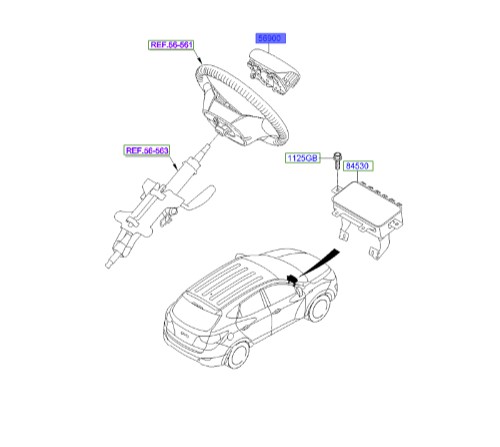 ایربگ فرمان IX35 | ایربگ راننده هیوندای ix35 | کیسه هوا فرمان | Hyundai Genuine Parts | 569002S0009P