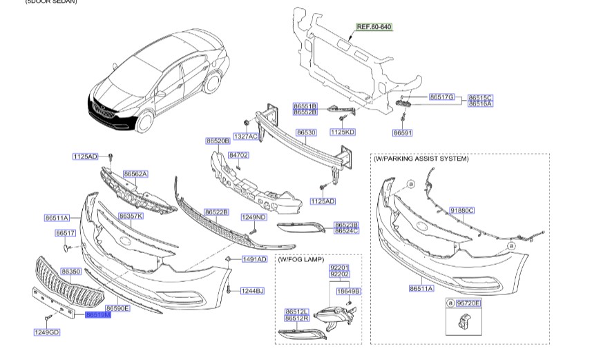 قاب پلاک جلو سراتو ۲۰۱۵ | Hyundai/KIA Genuine Parts | 86519A7010