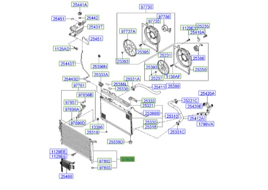 رادیاتور کولر هیوندای سانتافه  Hyundai/KIA Genuine Parts – MOBIS  976062B000