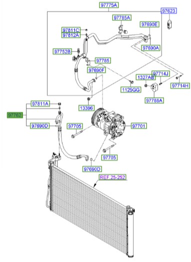 شلنگ برگشت گاز کمپرسور کولر آزرا  Hyundai/KIA Genuine Parts – MOBIS 977623K200 
