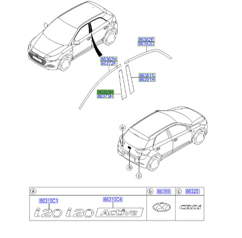 برچسب درب جلو هیوندای Hyundai/KIA Genuine Parts – MOBIS  I20  86363C7000