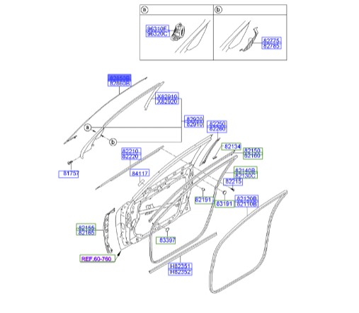 زه درب جلو چپ سنتینیال  Hyundai/KIA Genuine Parts – MOBIS    828503N010