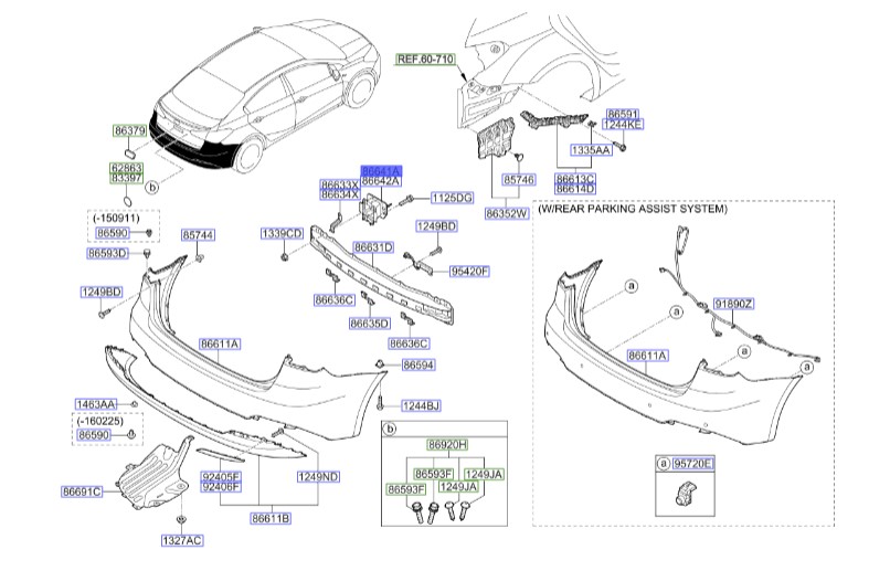 پایه دیاق سپر عقب سراتو 2014 | Hyundai/KIA Genuine Parts – MOBIS | سراتو YD مدل 2014 تا 2018  86641A7000