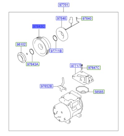 فولی کمپرسور کولر توسان  Hyundai/KIA Genuine Parts – MOBIS   976432D520