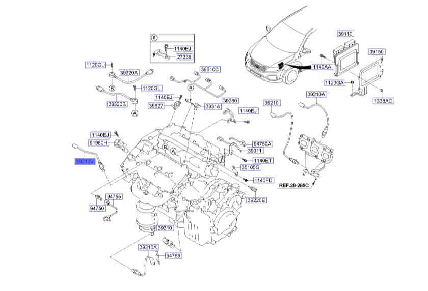 سنسور اکسیژن جلو چپ سورنتو | Hyundai/KIA Genuine Parts | کادنزا VG  – کارنیوال VQ  – سورنتو XM  – سورنتو UM  – آزرا HG  – سانتافه CM  – سانتافه DM 