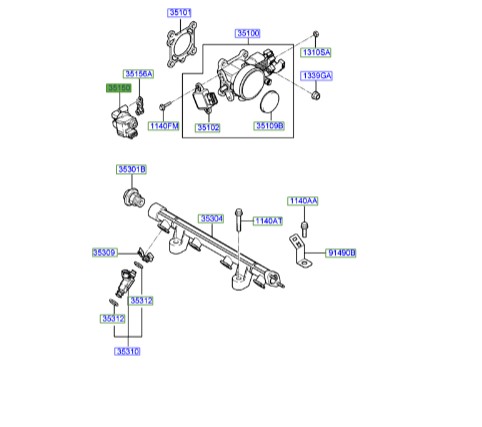 استپر موتور توسان | عملگر کنترل دور آرام | Hyundai/KIA Genuine Parts | 3515033010