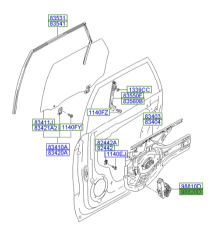 موتور  شیشه بالابر درب عقب راست توسان Hyundai/KIA Genuine Parts – MOBIS     834602E000 