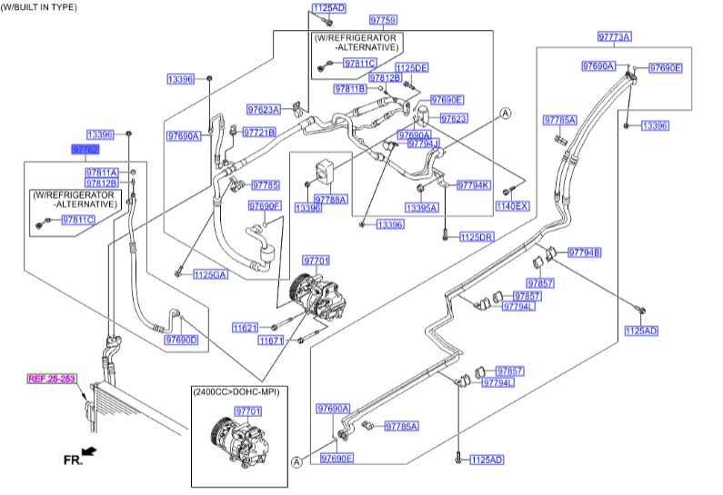 شلنگ برگشت گاز کمپرسور کولر سانتافه  Hyundai/KIA Genuine Parts – MOBIS   977622W500 