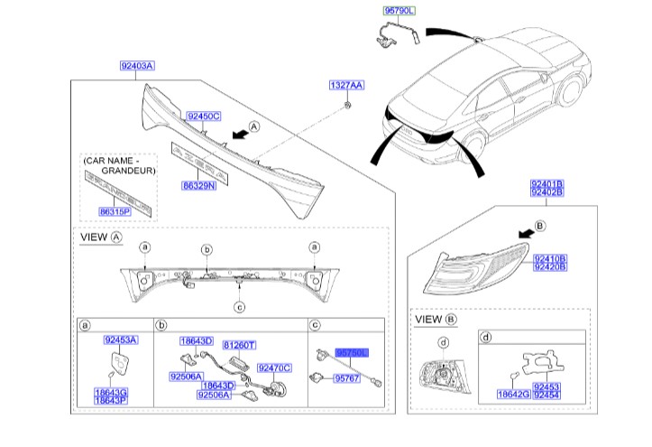 دوربین عقب آزرا  Hyundai/KIA Genuine Parts – MOBIS  957603V010