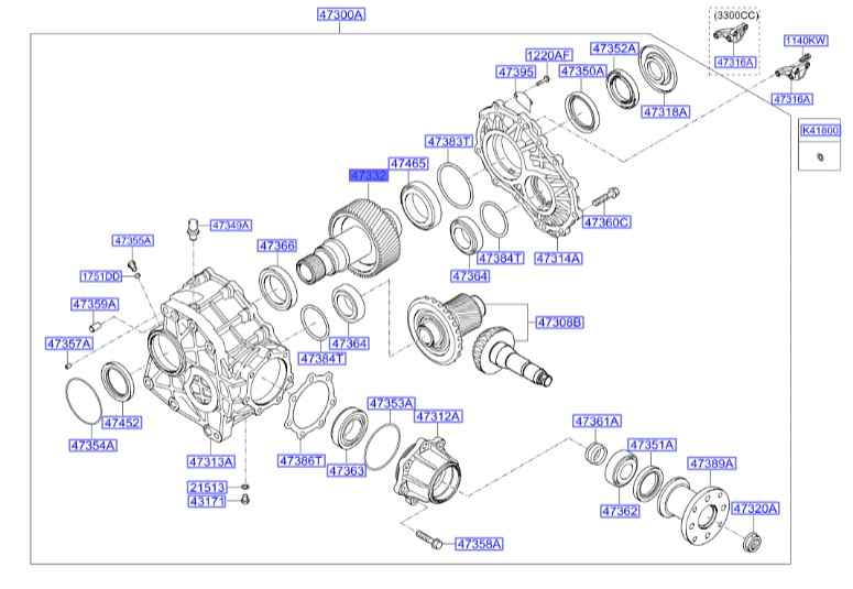 شفت دیفرانسیل جلو سانتافه  Hyundai/KIA Genuine Parts – MOBIS   4733239300 